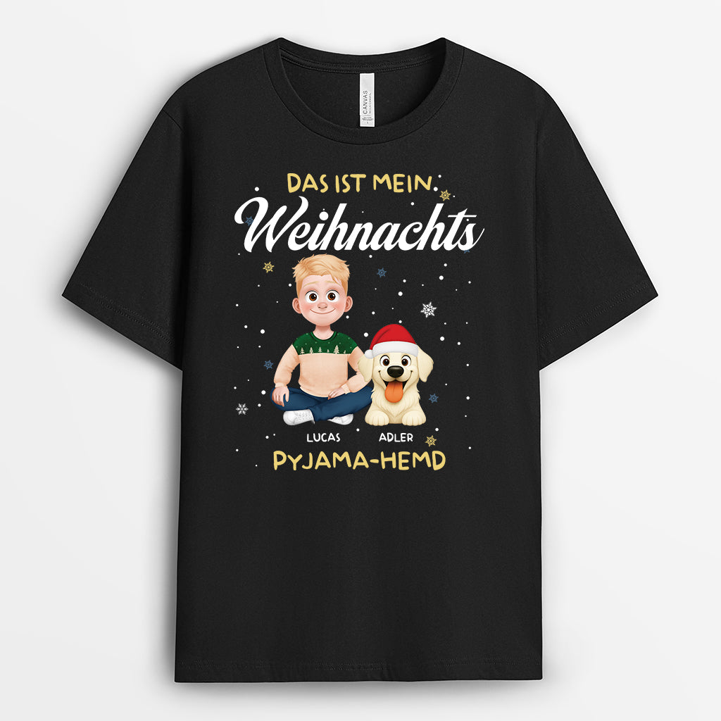 6529AGE2 das ist mein pfotjama schlafshirt weihnachts t shirt hund personalisiert schneeflocken 6529ATTQC