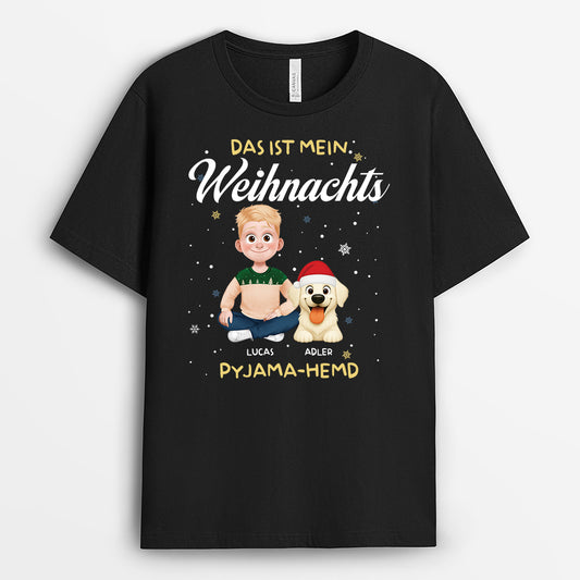 6529AGE2 das ist mein pfotjama schlafshirt weihnachts t shirt hund personalisiert schneeflocken 6529ATTQC