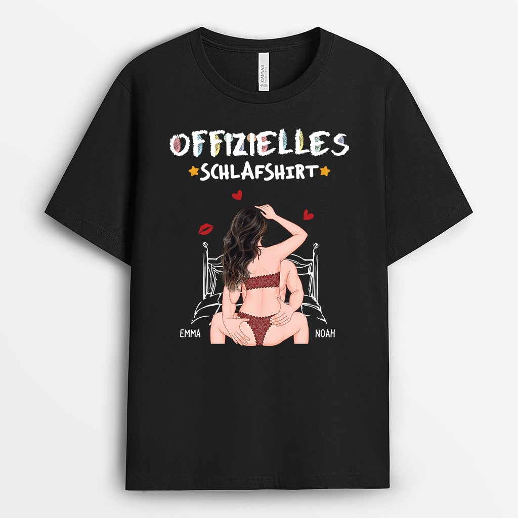 6535AGE1 offizielles schlafshirt schwarzes partner t shirt personalisiert cartoon buntstifte 6535AKZ5G