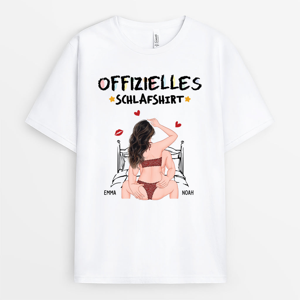 6535AGE1 offizielles schlafshirt weisses partner t shirt personalisiert cartoon buntstifte 6535AKZ5G