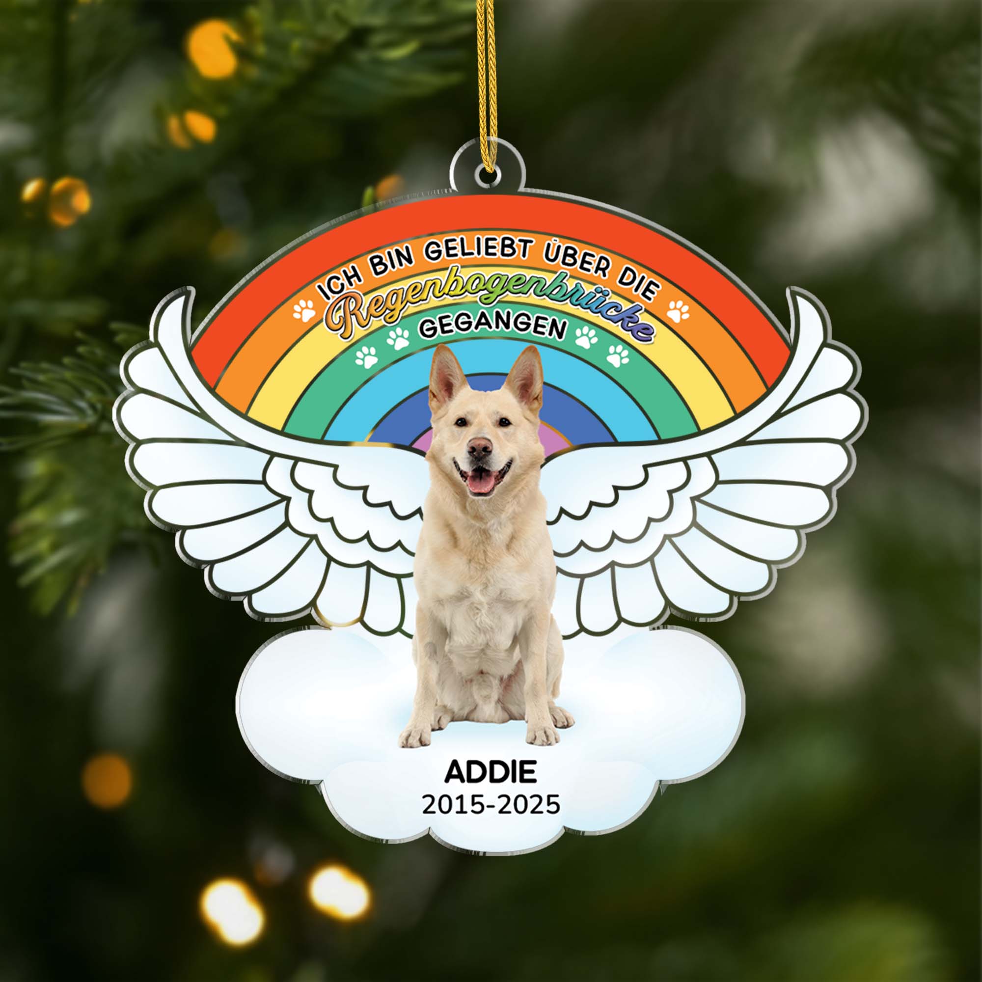 6536OGE1 ich bin geliebt uber die regenbogenbrucke gegangen acryl weihnachtsschmuck_ personalisiert foto hund katze zur erinnerung 6536OKTZC