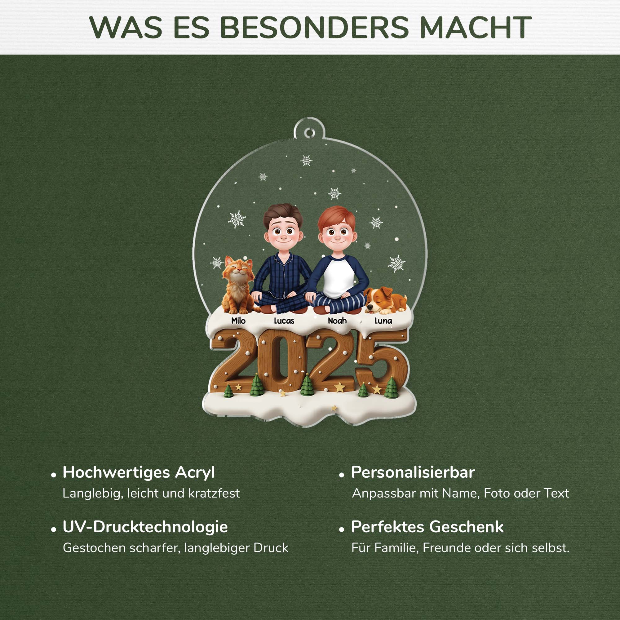 6539OGE4 3d druck effekt paar mit hund und katze acryl weihnachtsschmuck_ personalisiert familie 6539O8QTG