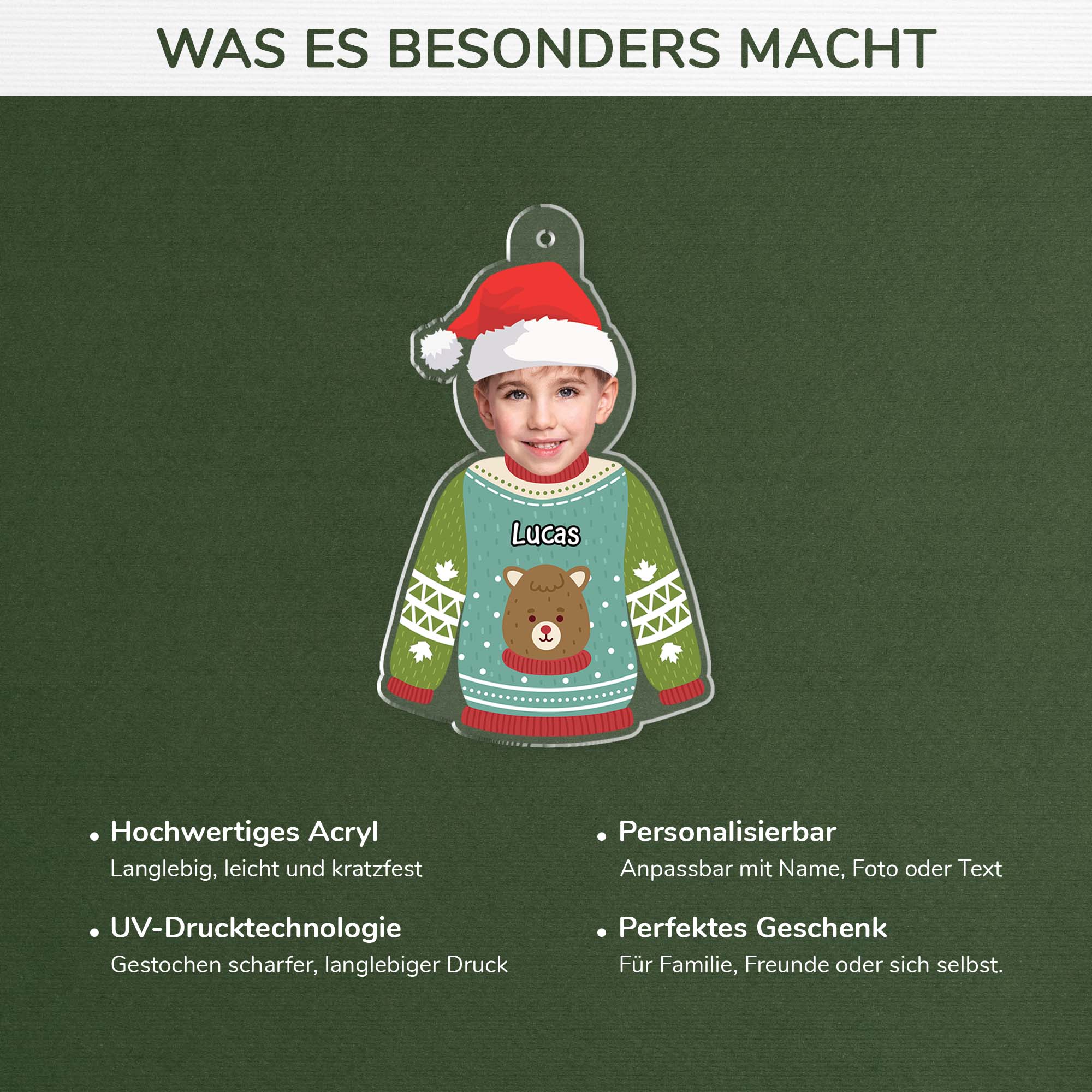6544OGE4 kinder mit gesicht acryl weihnachtsschmuck_ personalisiert madchen jungen 6544O6VTA