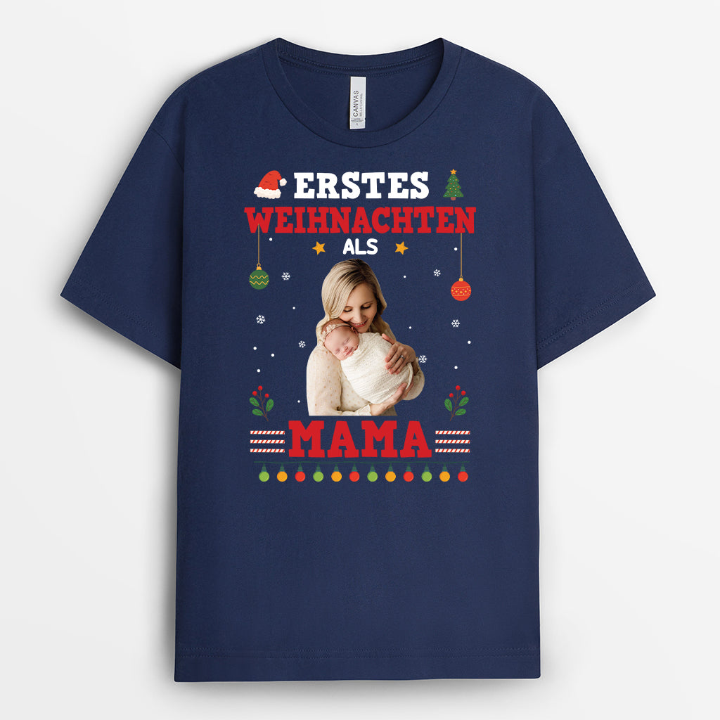 6552AGE2 erstes weihnachten als papa mama t shirt papa personalisiert_ 6552A6TAA