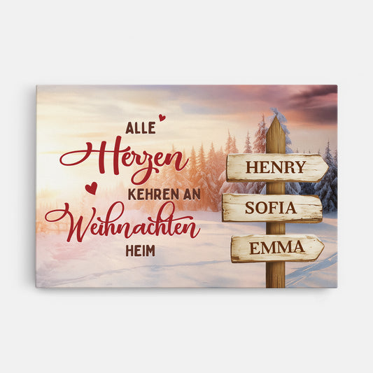 6561CGE1 alle herzen kehren an weihnachten heim personalisierte leinwand familie_ mit namen 6561C6TTI