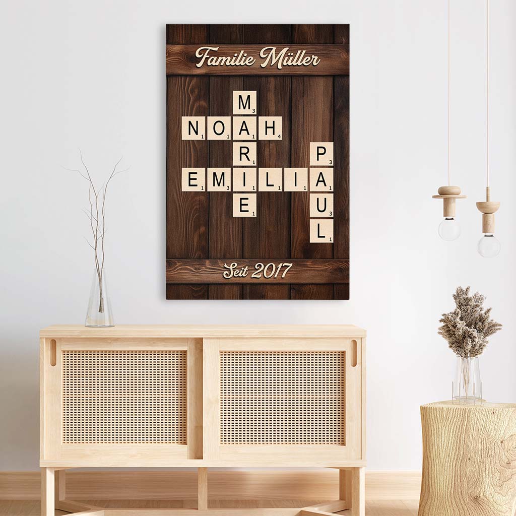 6565CGE3 die familie seit personalisierte kreuzwortratsel leinwand 6565C8ZZI