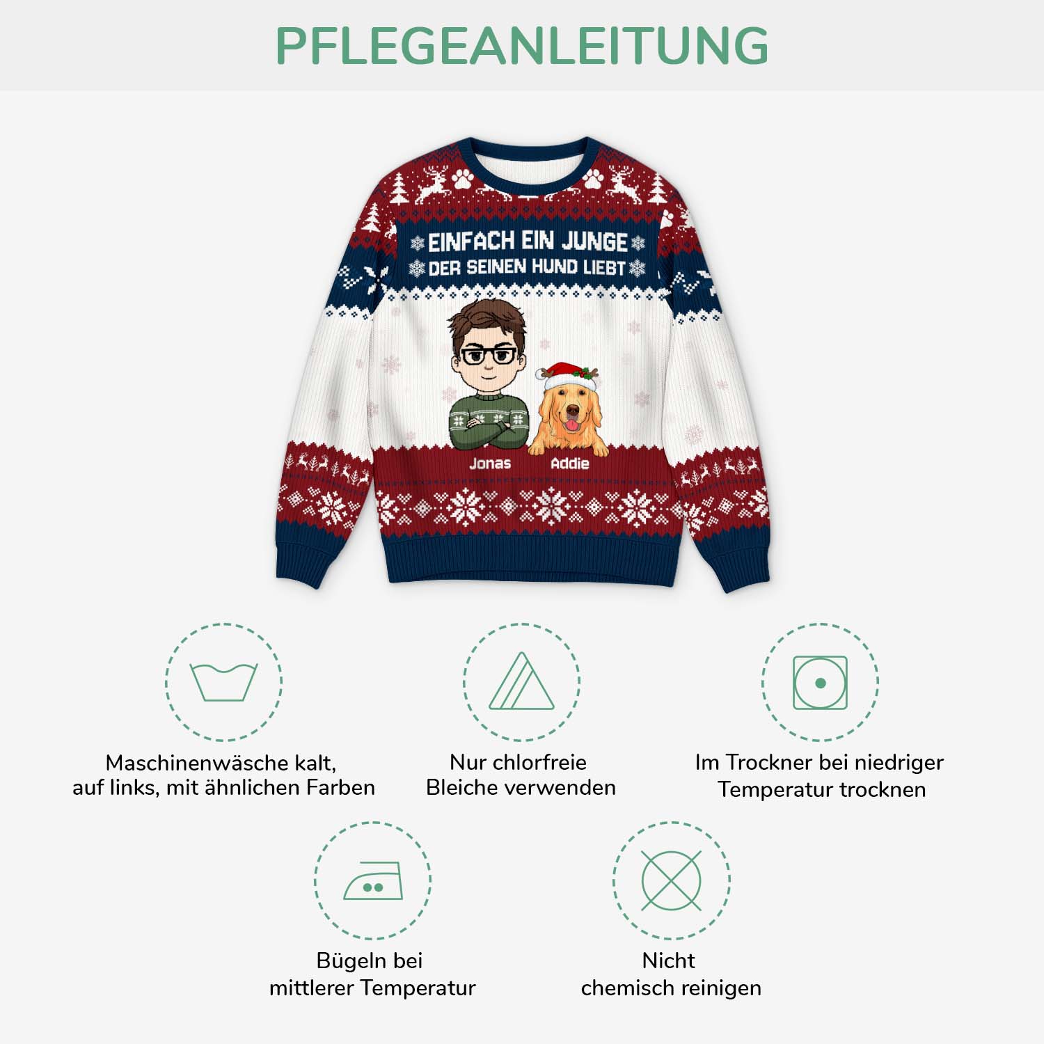 6567WGE4 einfach ein madchen das ihren hund liebt weihnachtspullover personalisiert hund 6567WTVNC