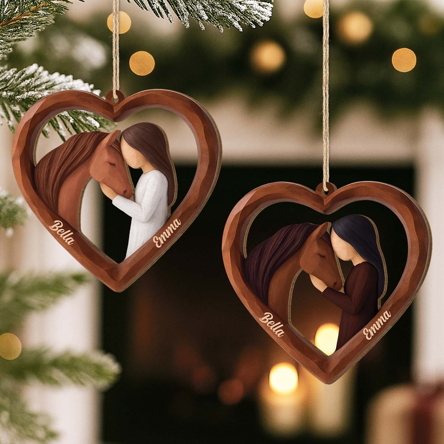 6571OGE2 3d druck effekt madchen pferd personalisierte 1 schicht holz ornamente weihnachten 6571O8V5U