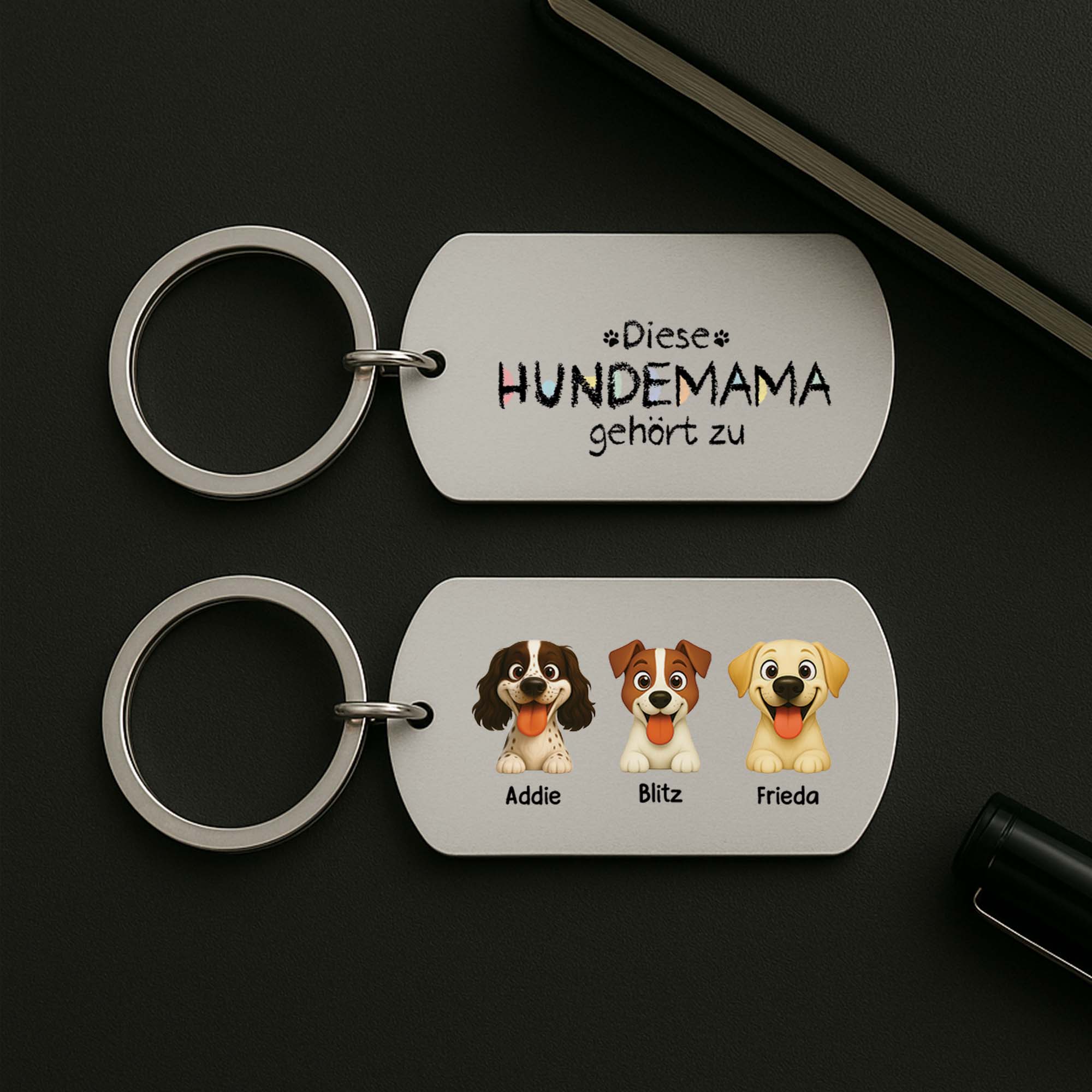6577JGE2 dieser hundepapa gehort zu aluminium schlusselanhanger hund personalisiert_ cartoon buntstifte 6577J8T5C