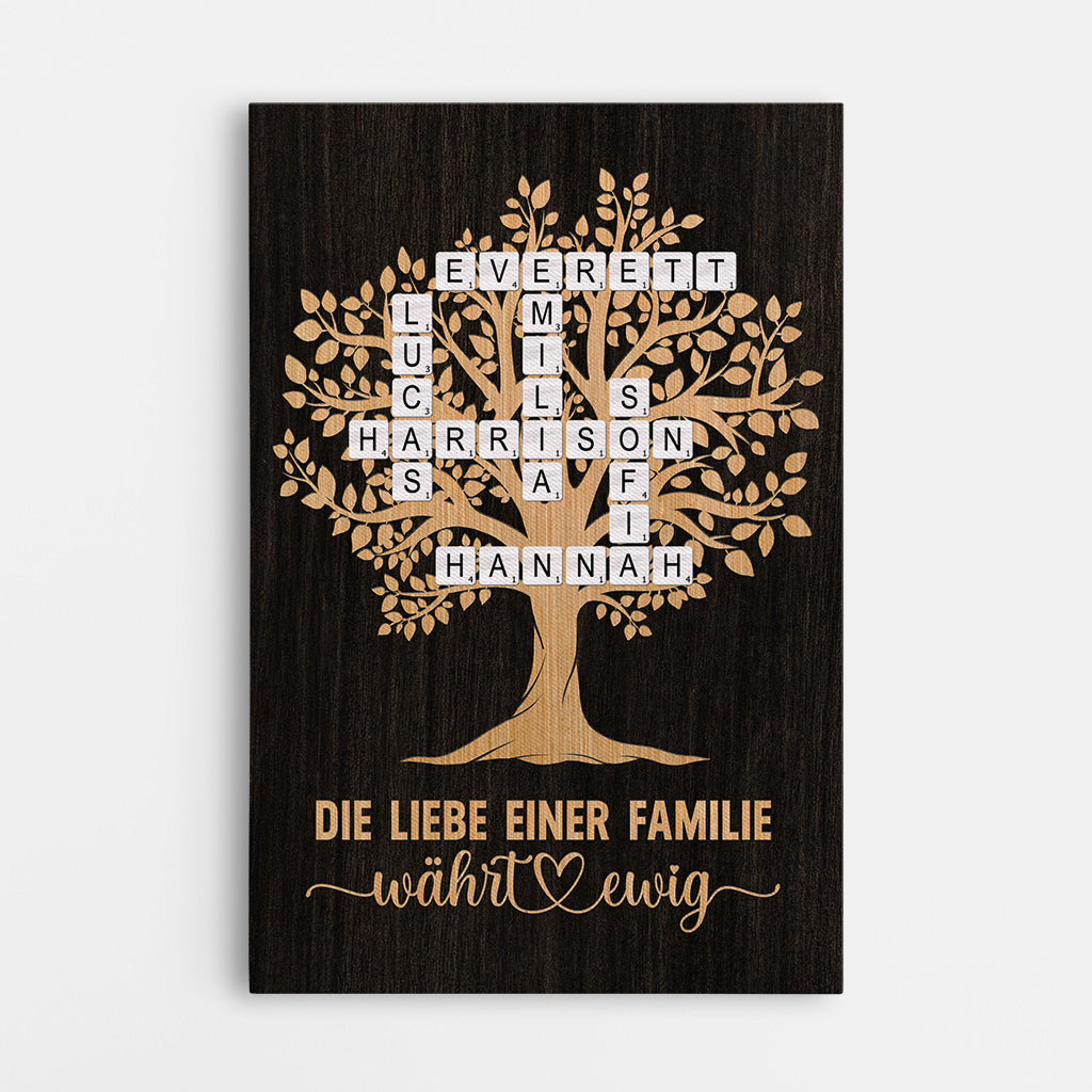 6581CGE1 die liebe einer familie wahrt ewig familienstammbaum leinwand kreuzwortratsel personalisiert 6581C3TMI