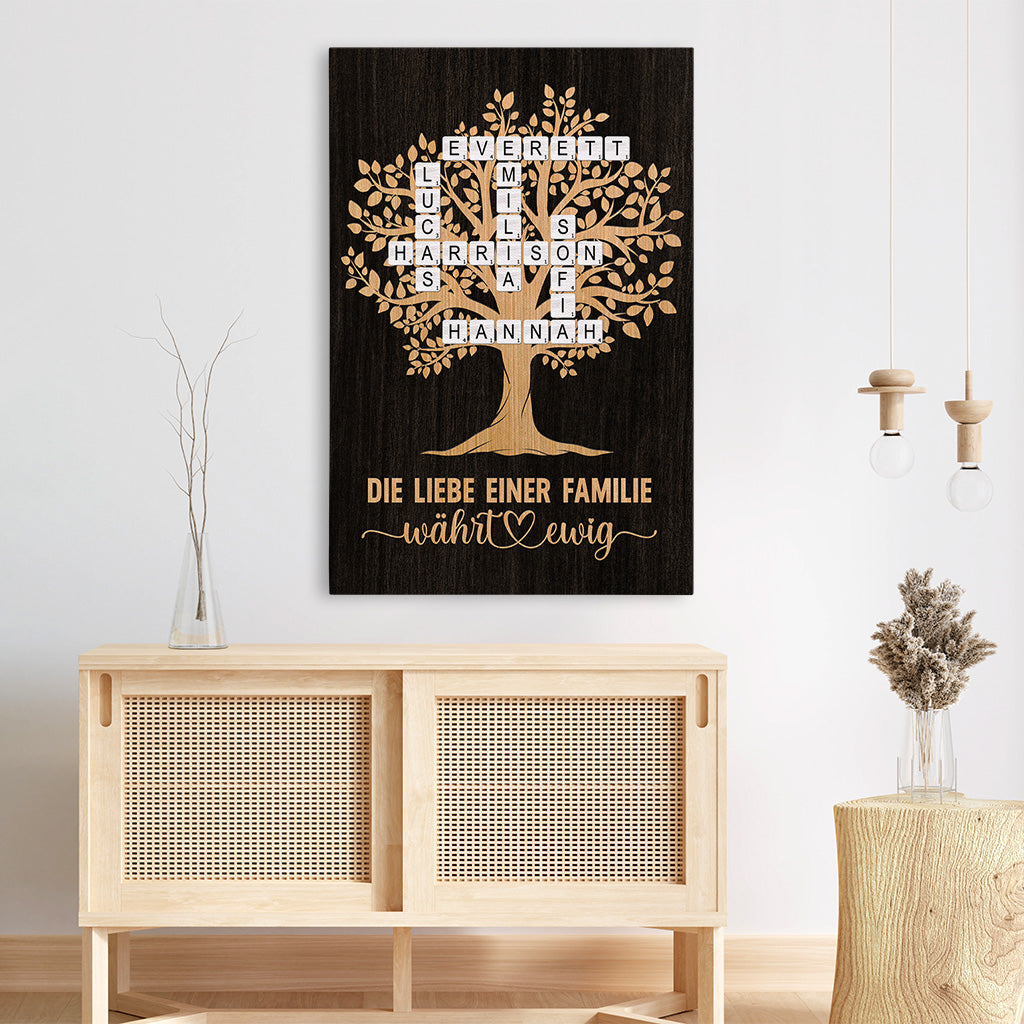 6581CGE3 die liebe einer familie wahrt ewig familienstammbaum leinwand kreuzwortratsel personalisiert 6581C3TMI
