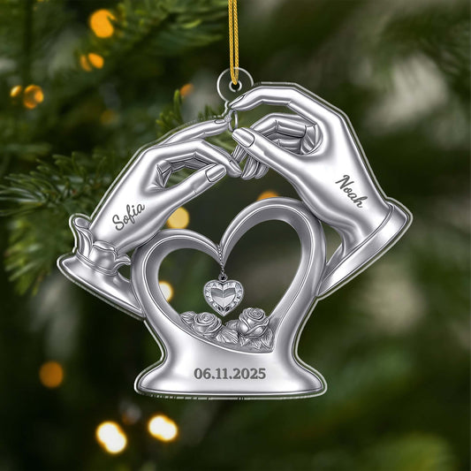 6583OGE1 3d druck effekt ringtausch acryl weihnachtsschmuck_ personalisiert paar zur hochzeit 6583O