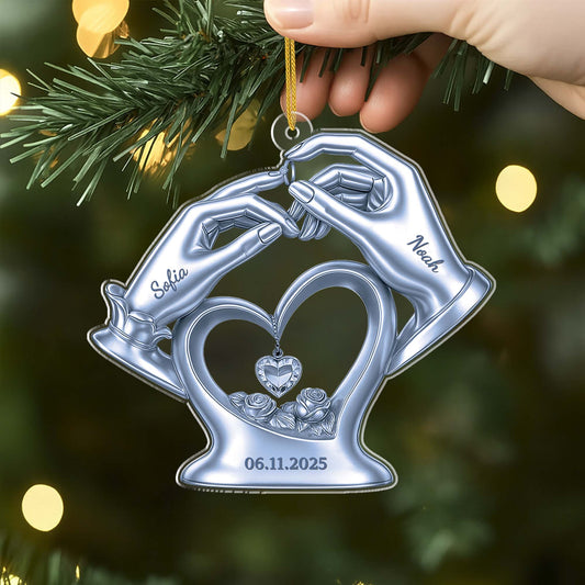 6583OGE2 3d druck effekt ringtausch acryl weihnachtsschmuck_ personalisiert paar zur hochzeit 6583O