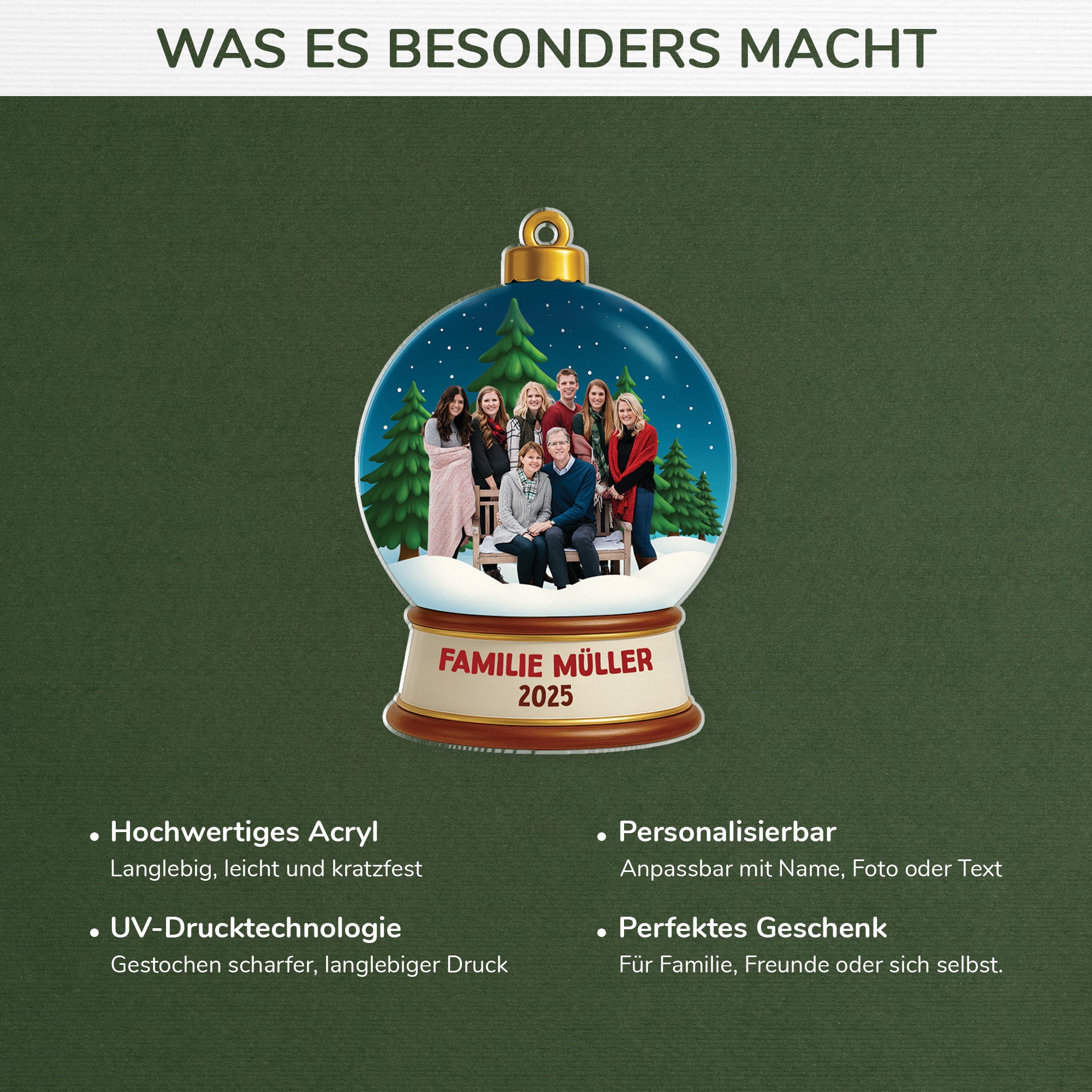 6590OGE4 3d druck effekt die familie seit acryl weihnachtsschmuck_ personalisiert foto 6590O8QMI