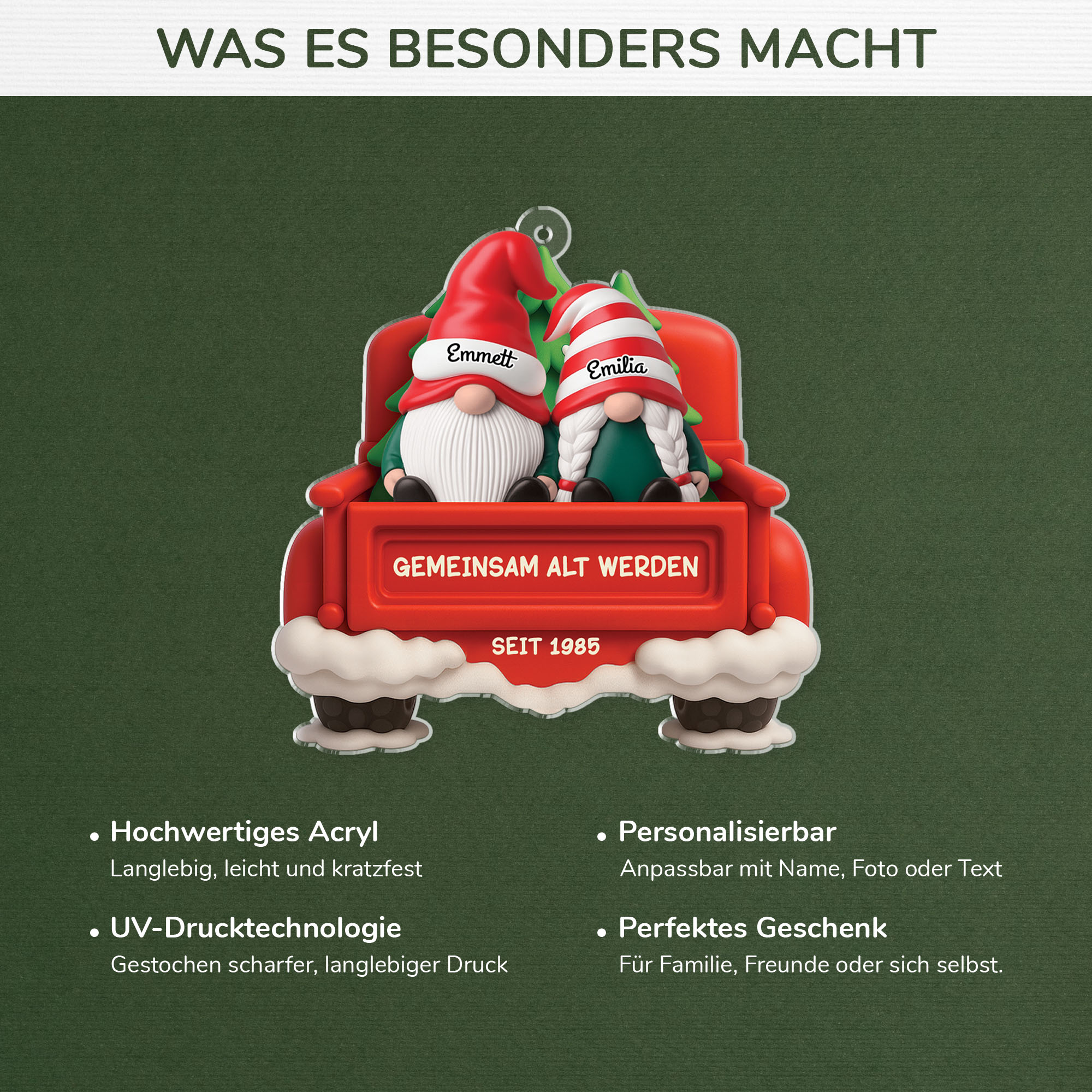 6593OGE4 3d druck effekt gemeinsam alt werden acryl weihnachtsschmuck personalisiert paar gnom im auto 6593OTV5G