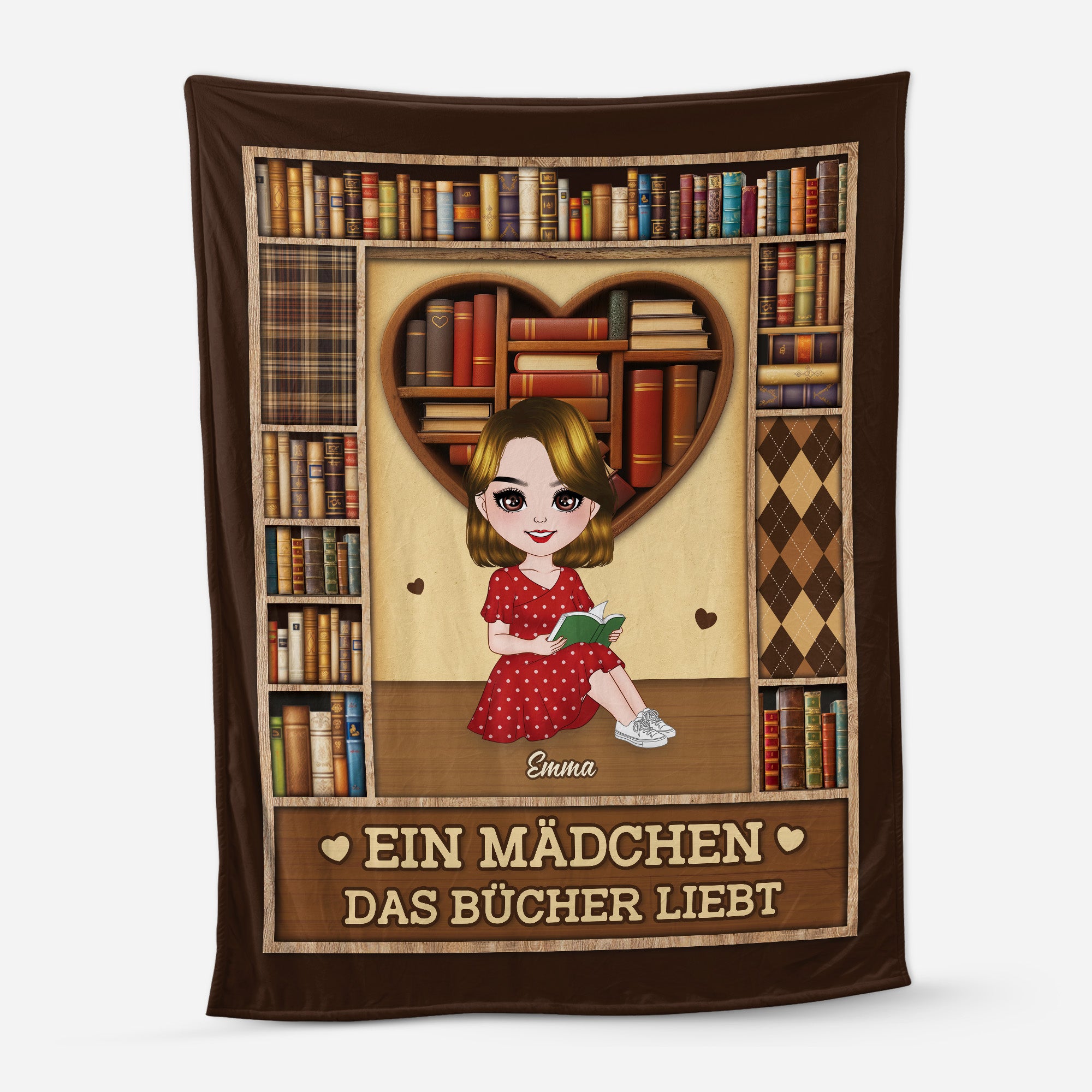 6596BGE1 einfach ein madchen das bucher liebt kuscheldecke personalisiert_ fur_ leseratten_ frauen 6596BKM5A
