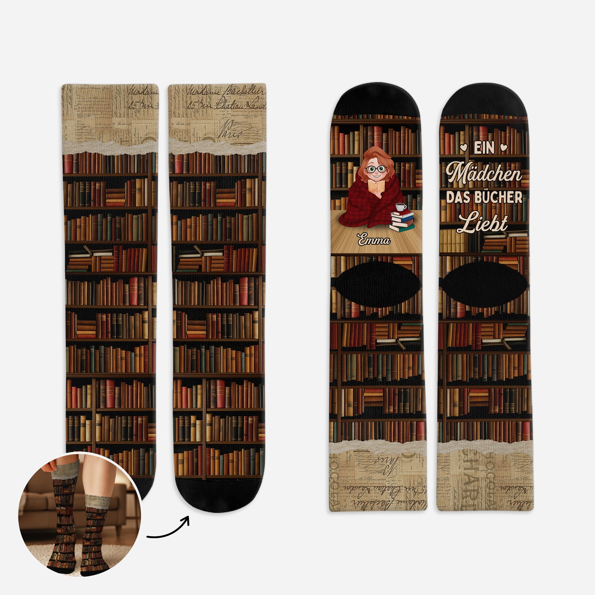6607JGE1 einfach ein madchen das bucher liebt personalisierte socken fur leseratten_ 6607J3QTA