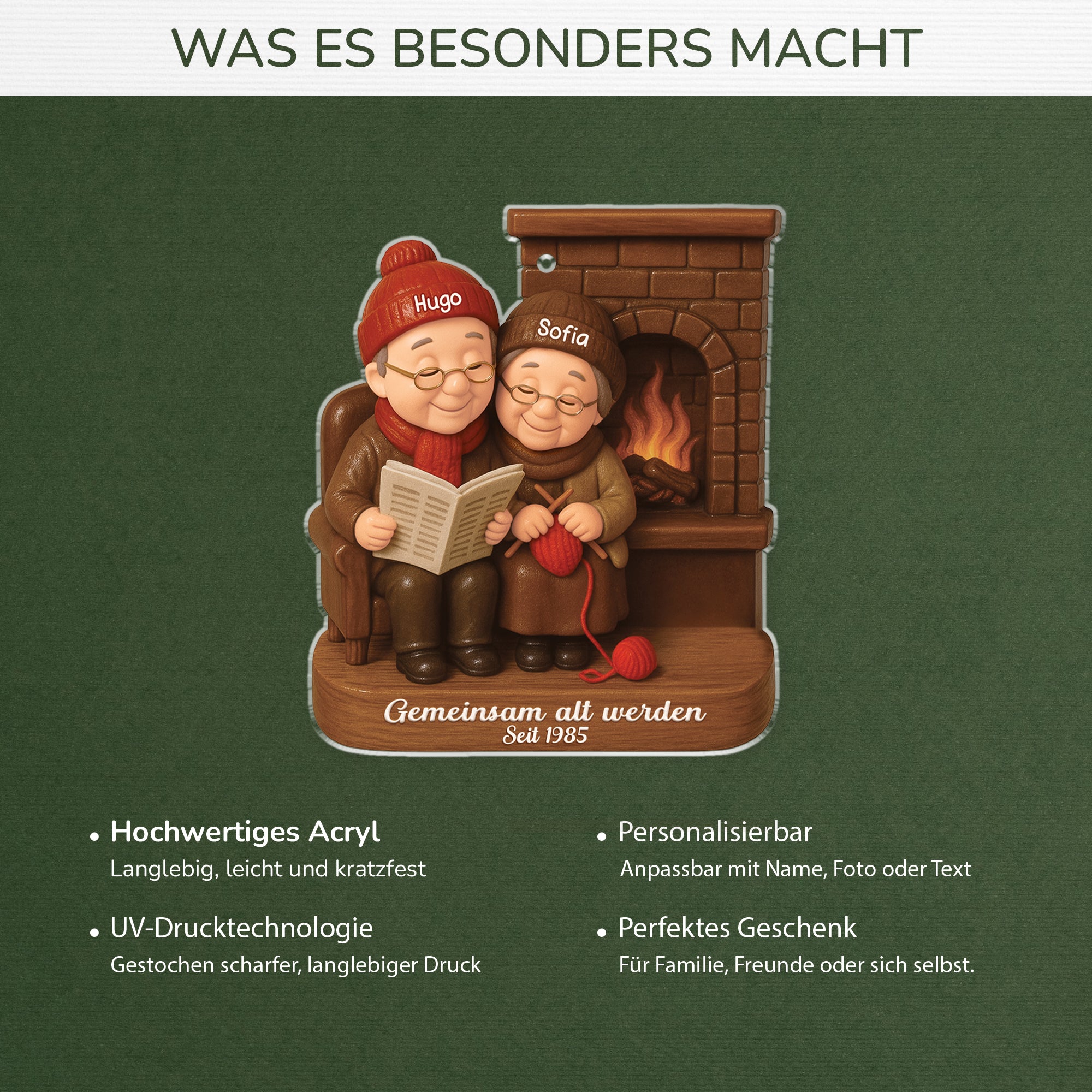 6608OGE4 3d druck effekt gemeinsam alt werden seit acryl weihnachtsschmuck personalisiert paar braun 6608OKMZG