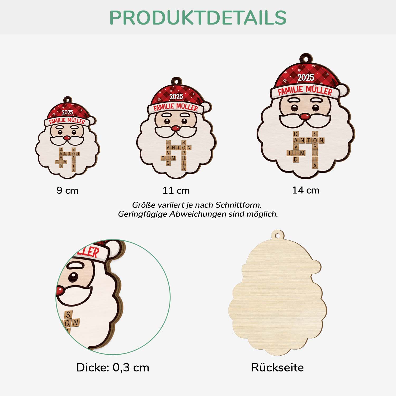 6609OGE3 die familie weihnachtsmann personalisierte kreuzwortratsel 1 schicht holz ornamente 6609OTPMI
