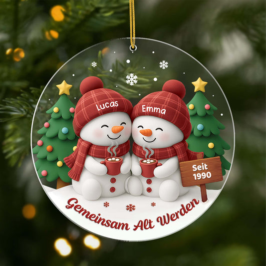 6623OGE1 gemeinsam alt werden seit acryl weihnachtsschmuck_ personalisiert paar schneemann 6623OKQ5G