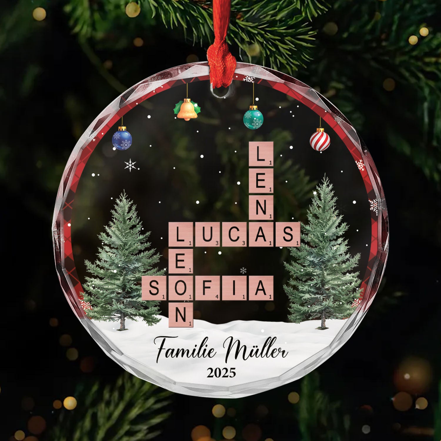 6625OGE1 die familie glas weihnachtsschmuck_ kreuzwortratsel personalisiert familie 6625O3V5I