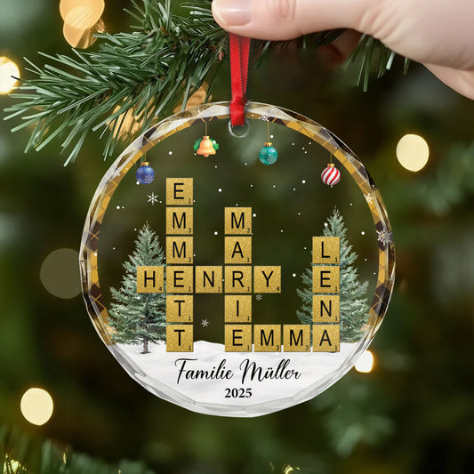 6625OGE2 die familie glas weihnachtsschmuck_ kreuzwortratsel personalisiert familie 6625O3V5I
