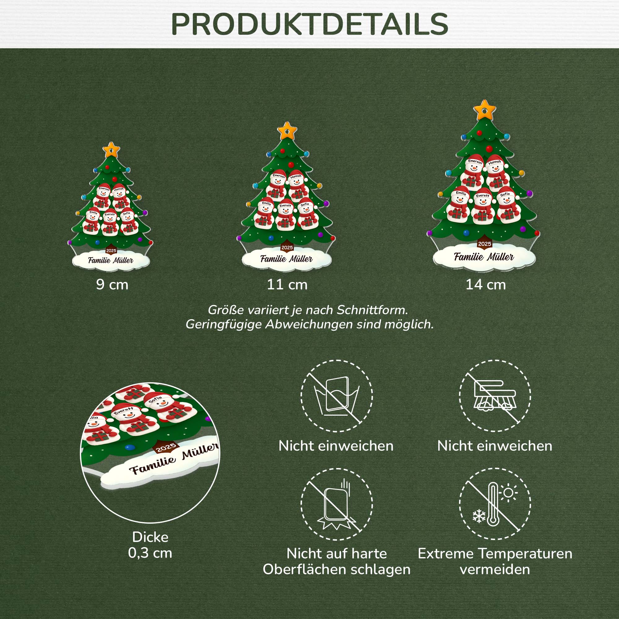6632OGE3 tannenbaum schneemann acryl weihnachtsschmuck_ personalisiert familie 6632o3twi