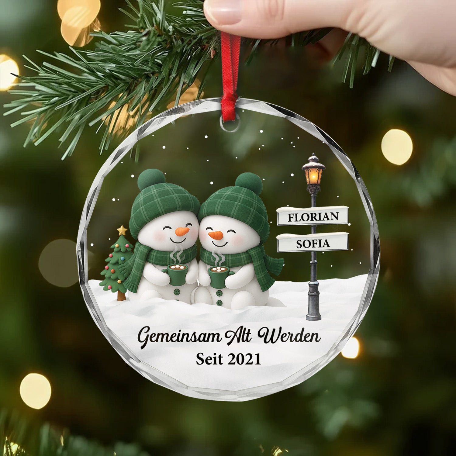6633OGE2 gemeinsam alt werden seit paar weihnachtsschmuck personalisiert_ glas schneemann 6633O3P5G