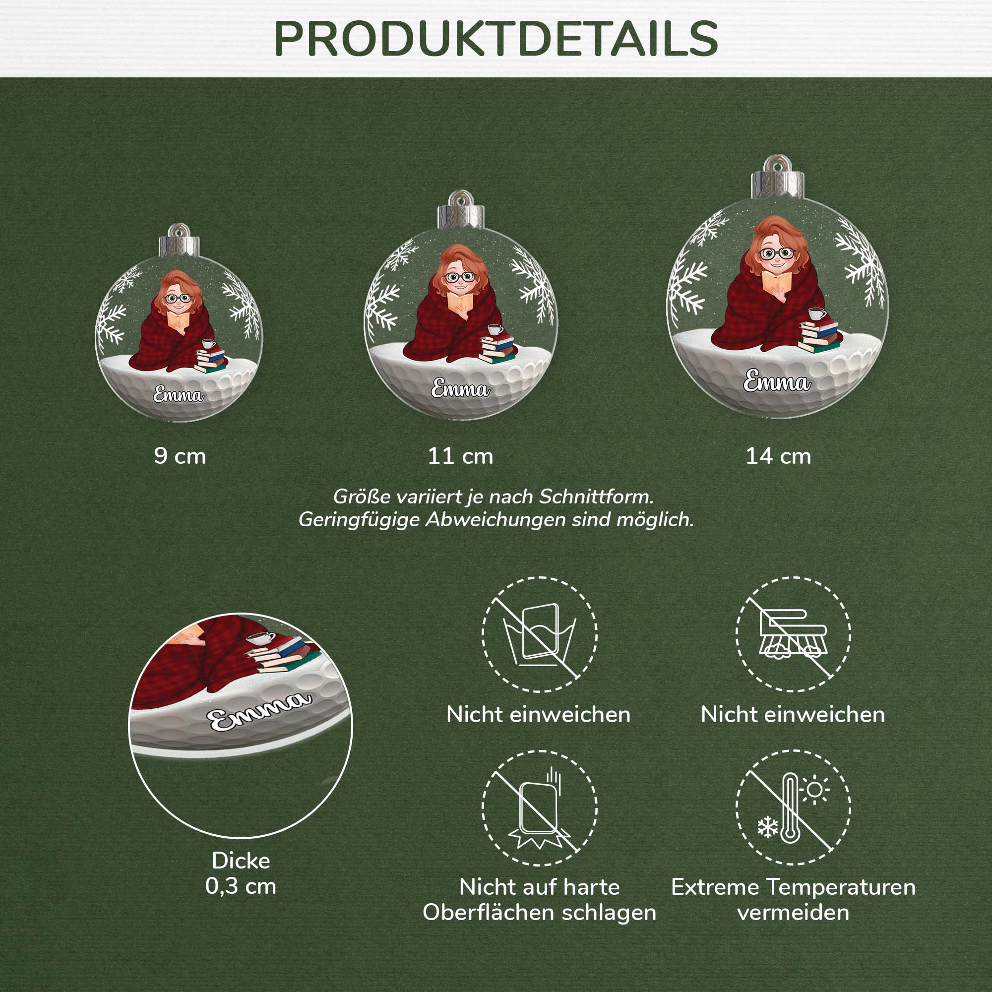 6635OGE3 schneekugel acryl weihnachtsschmuck personalisiert_ fur leseratten 6635O3Q5A