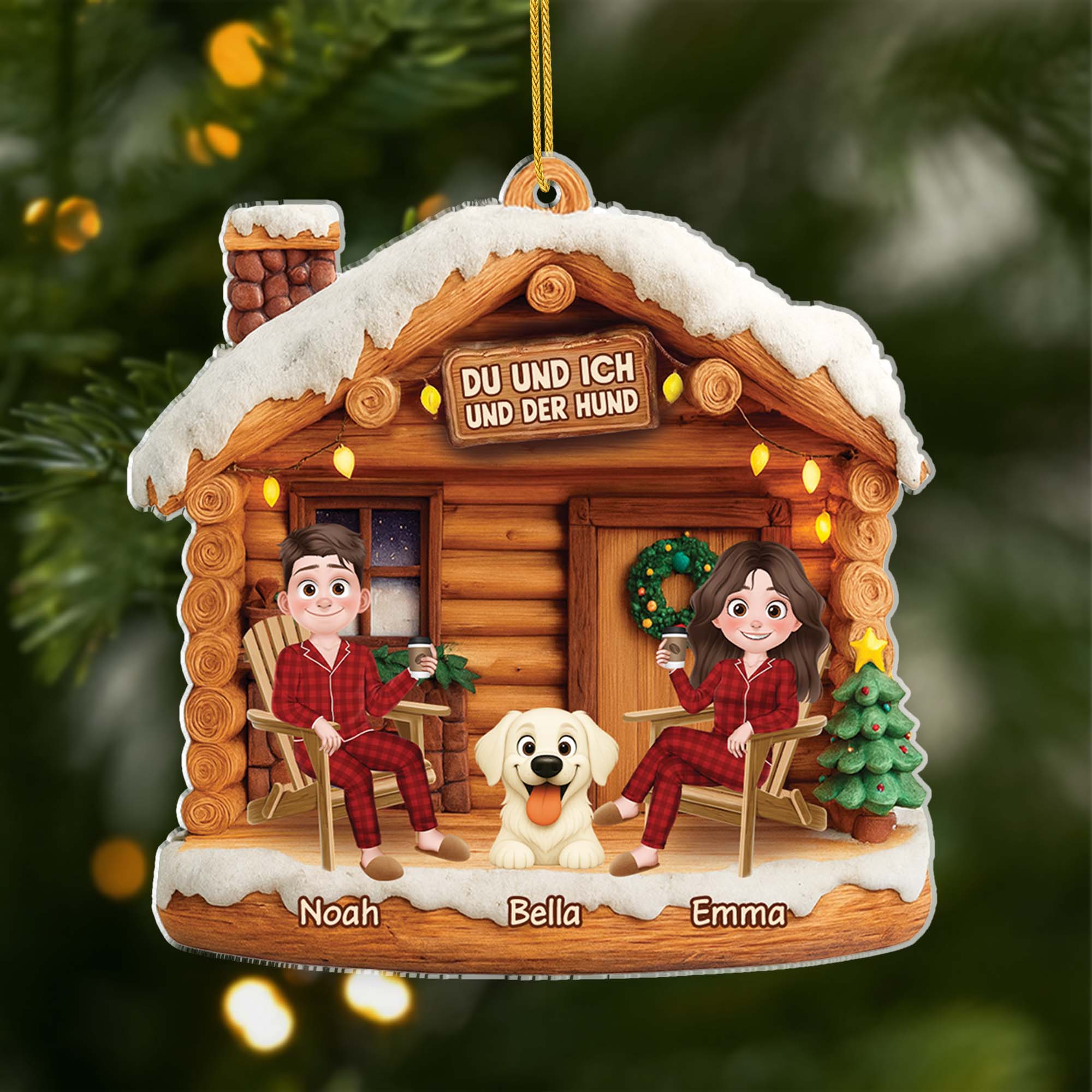 6638OGE1 3d druck effekt du ich und die hunde acryl weihnachtsschmuck personalisiert_ paar cartoon 6638OTYAC
