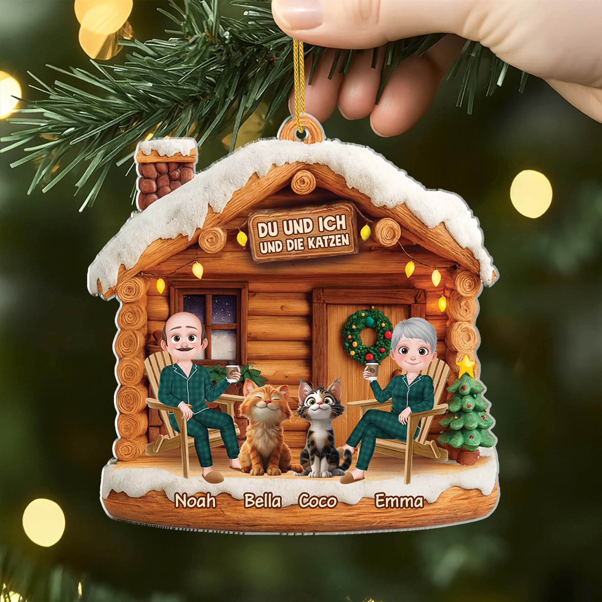 6638OGE2 3d druck effekt du ich und die katzen acryl weihnachtsschmuck personalisiert_ paar cartoon 6638OTYAD