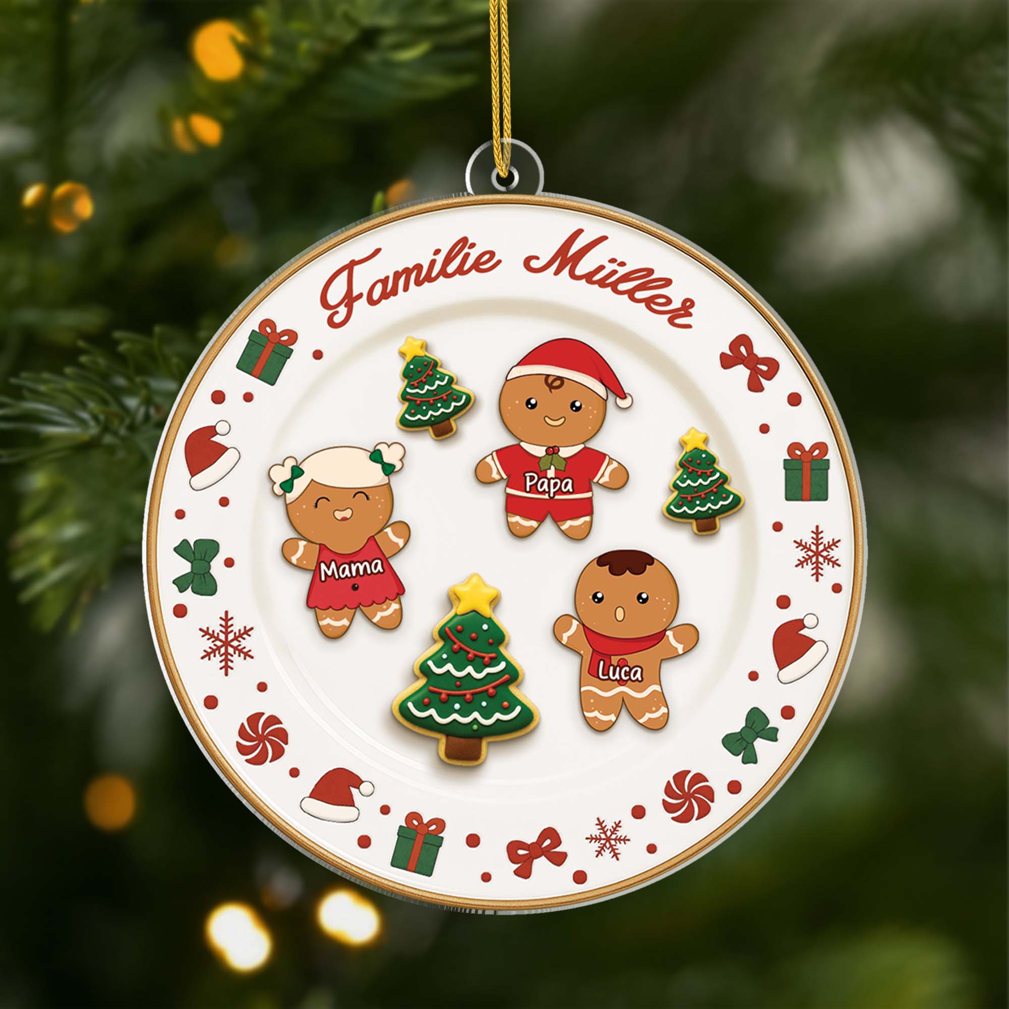 6645OGE1 3d druck effekt lebkuchen auf dem teller acryl weihnachtsschmuck personalisiert familie 6645OKM5I