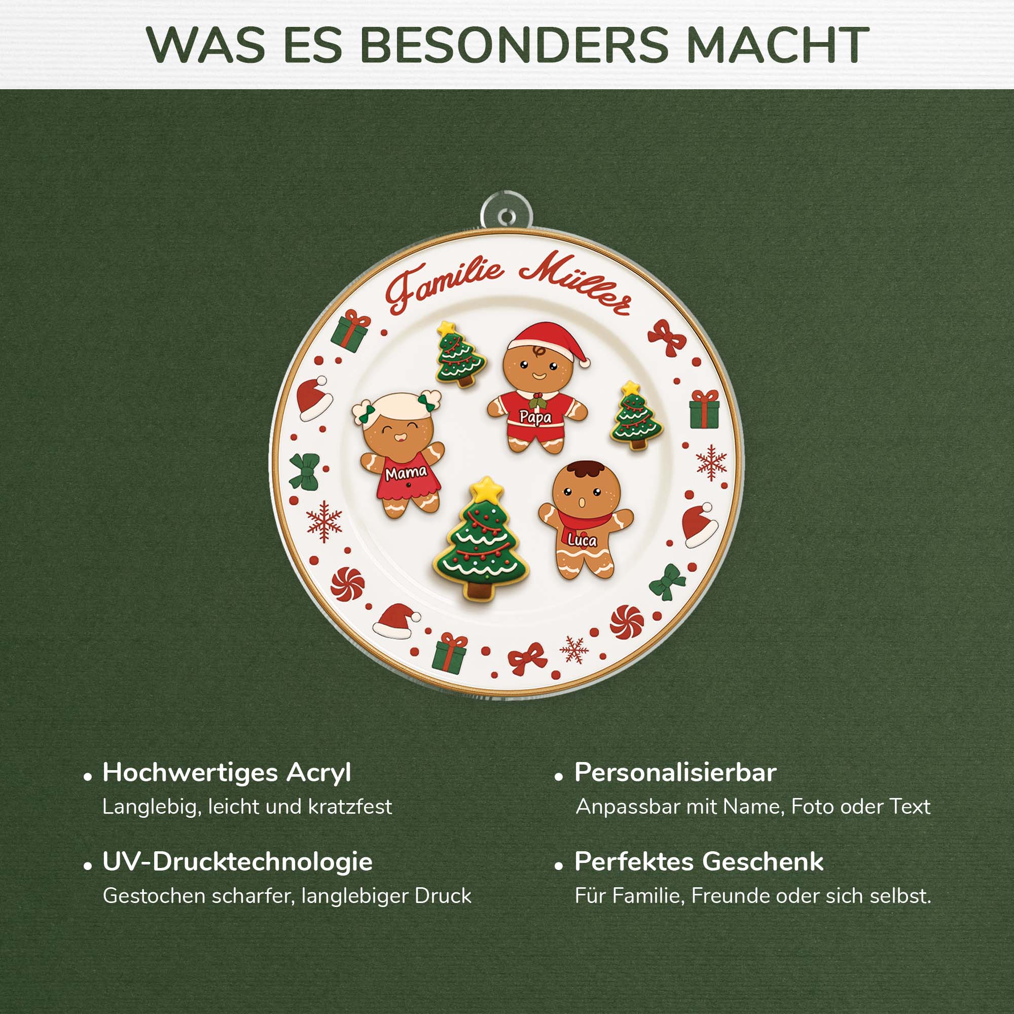 6645OGE4 3d druck effekt lebkuchen auf dem teller acryl weihnachtsschmuck personalisiert familie 6645OKM5I