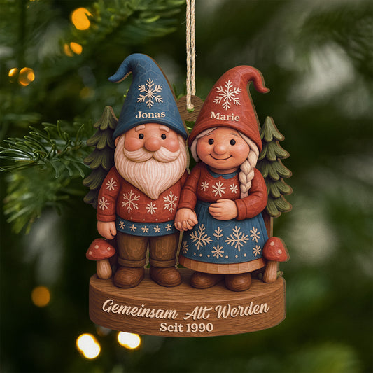 6647OGE1 3d druck effekt gemeinsam alt werden personalisierte 1 schicht holz ornamente weihnachten gnom paare 6647OKLMG_1
