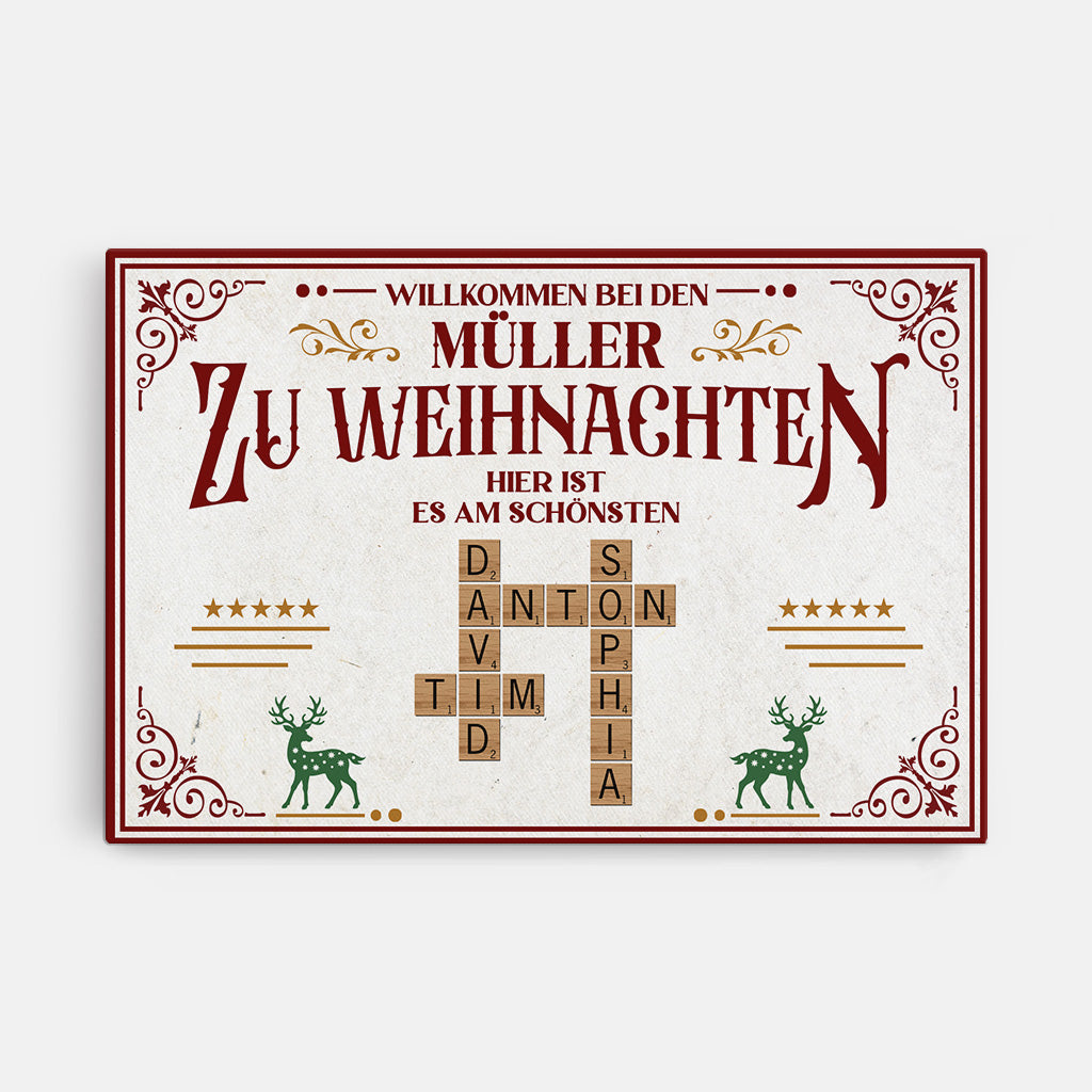 6650CGE1 hier ist es am schonsten weihnachten leinwand kreuzwortratsel personalisiert familie 6650C8ZMI