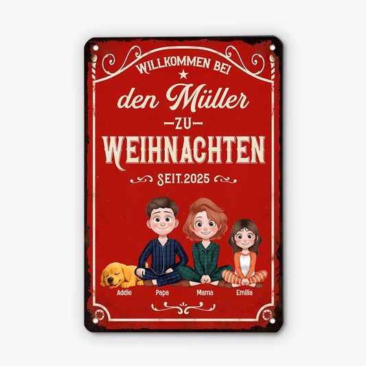 6654EGE1 willkommen bei uns zum weihnachtsfest turschild familie personalisiert_ hund und katze 6654E8ZMI