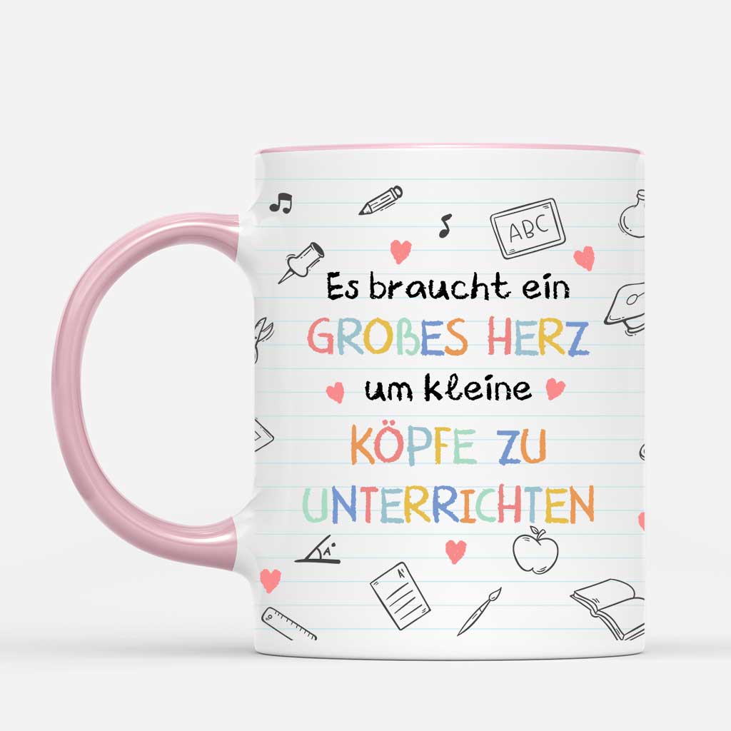 6665MGE2 es braucht ein grosses herz um kleine kopfe zu unterrichten personalisierte lehrer lehrerin tasse 6665MKQWT