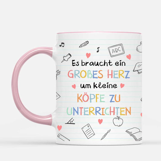 6665MGE2 es braucht ein grosses herz um kleine kopfe zu unterrichten personalisierte lehrer lehrerin tasse 6665MKQWT