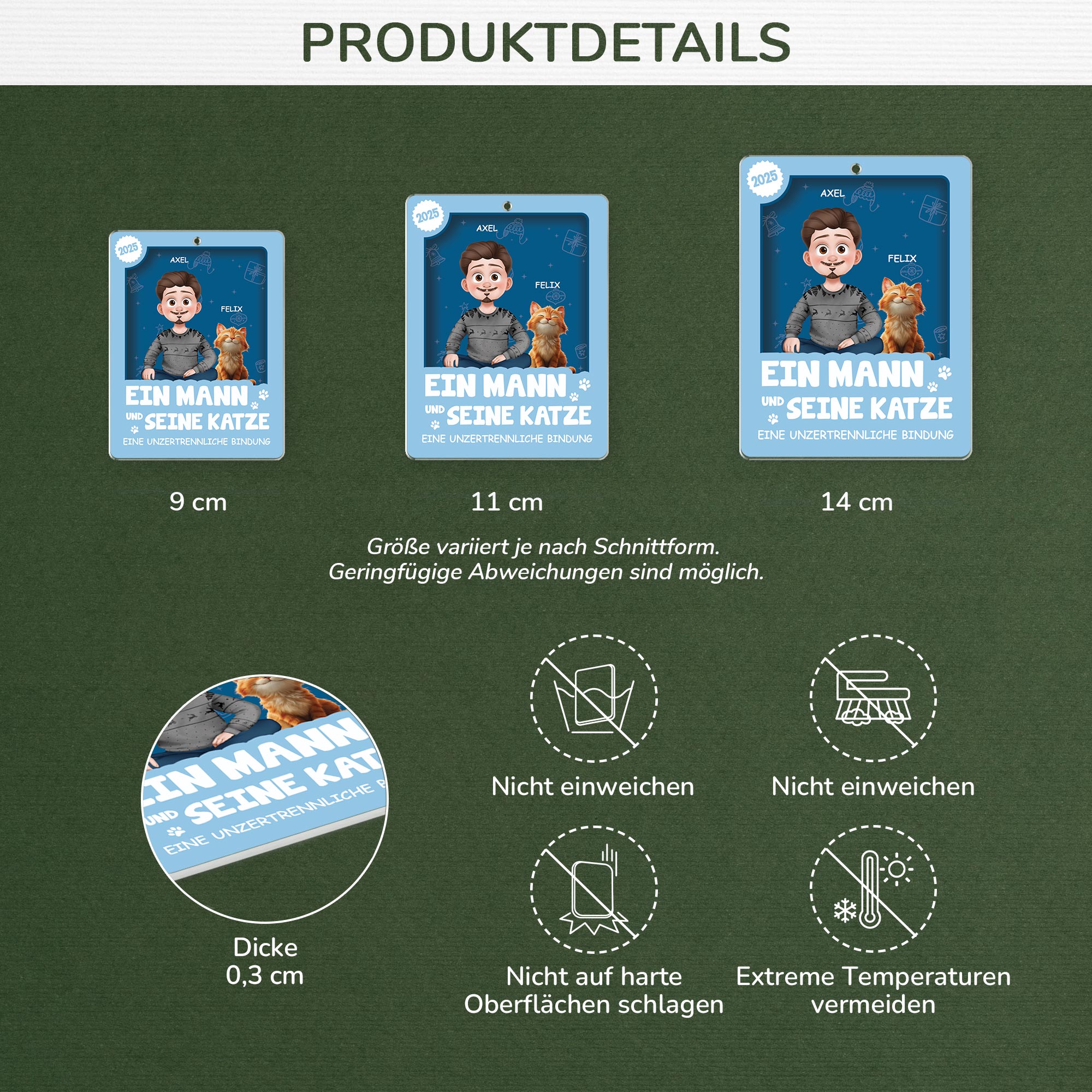 6669OGE3 3d druck effekt ein mann und seine katze acryl weihnachtsschmuck personalisiert 6669OKZAD