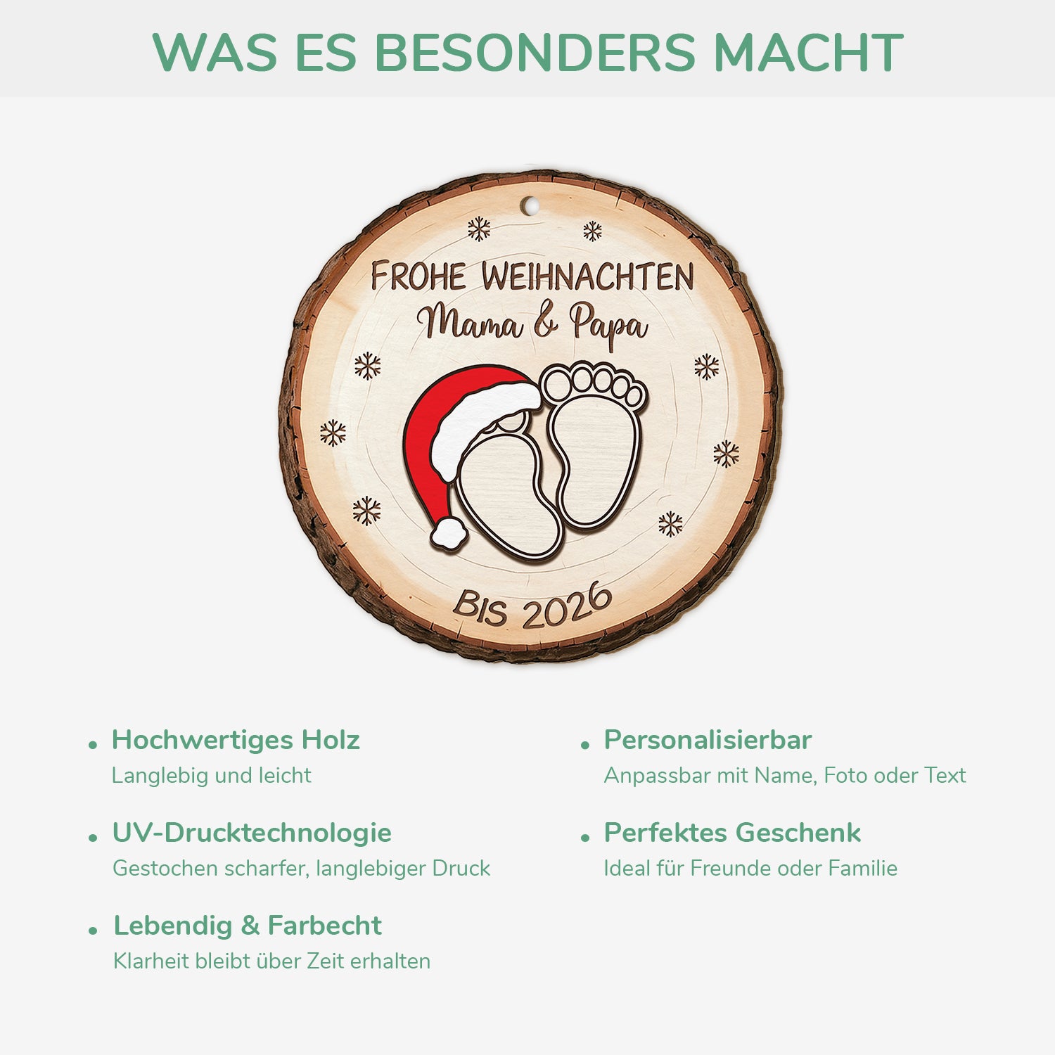 6671OGE4 frohe weihnachten personalisierte 1 schicht holz ornamente mit foto fur werdende mama papa 6671OKPCA