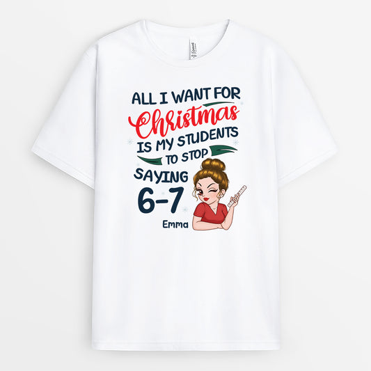 6672AGE1 alles was ich mir zu weihnachten wunsche lustiges lehrerin t shirt personalisiert 6672ATVNT