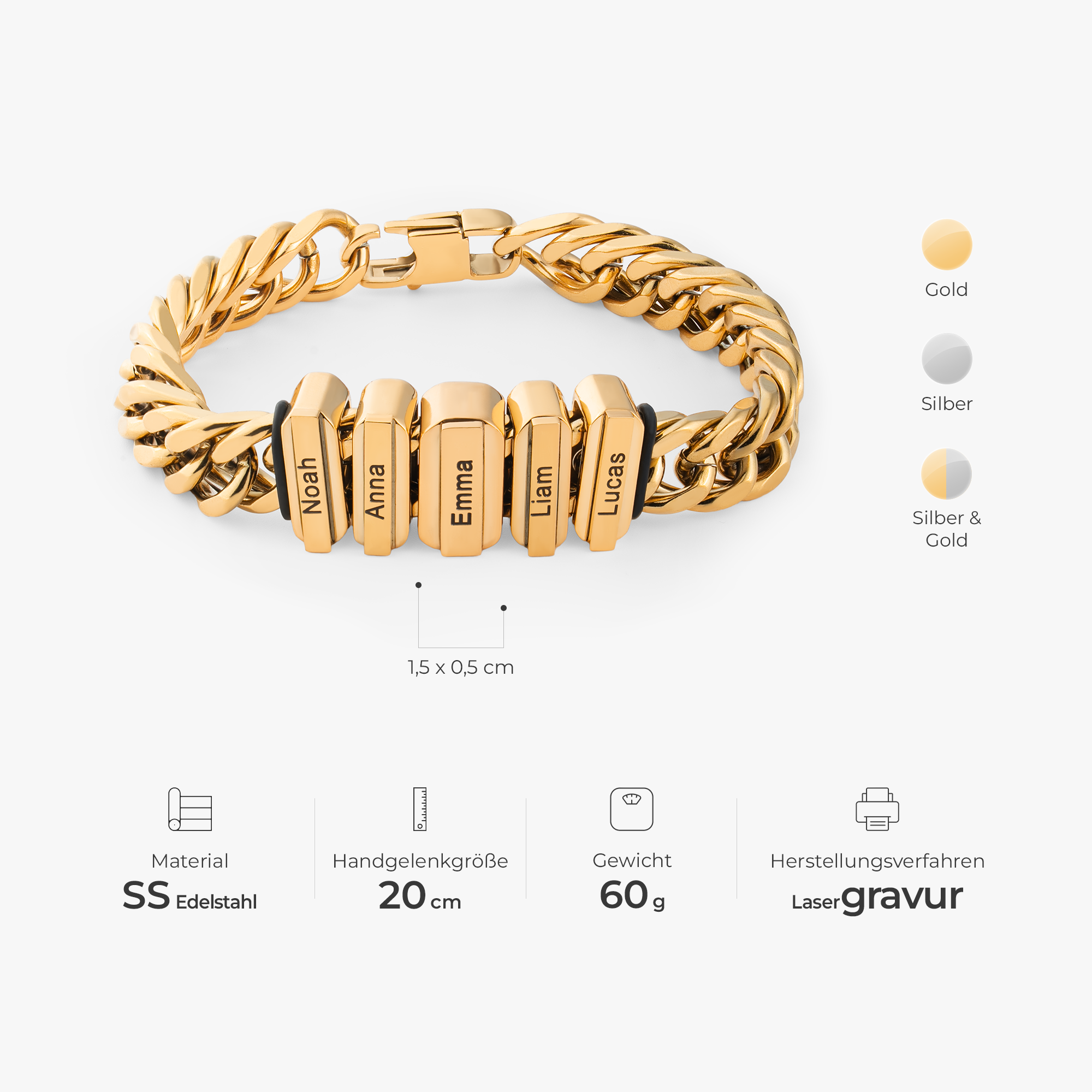 6675JGE3 gliederkettenarmband rechteckige namensschilder personalisierte armbander fur manner_ 6675J0T5B