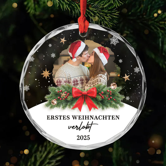 6680OGE1 erstes weihnachten als verlobte glas weihnachtsschmuck personalisiert_ foto paar 6680OKV5G
