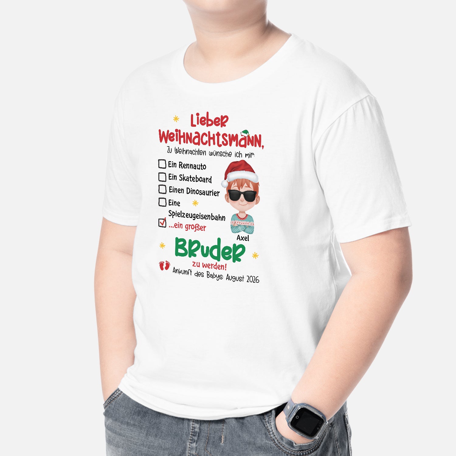 6683AGE2 lieber weihnachtsmann zu weihnachten wunsche ich mir kinder t shirts personalisiert schwester bruder 6683ATVAK
