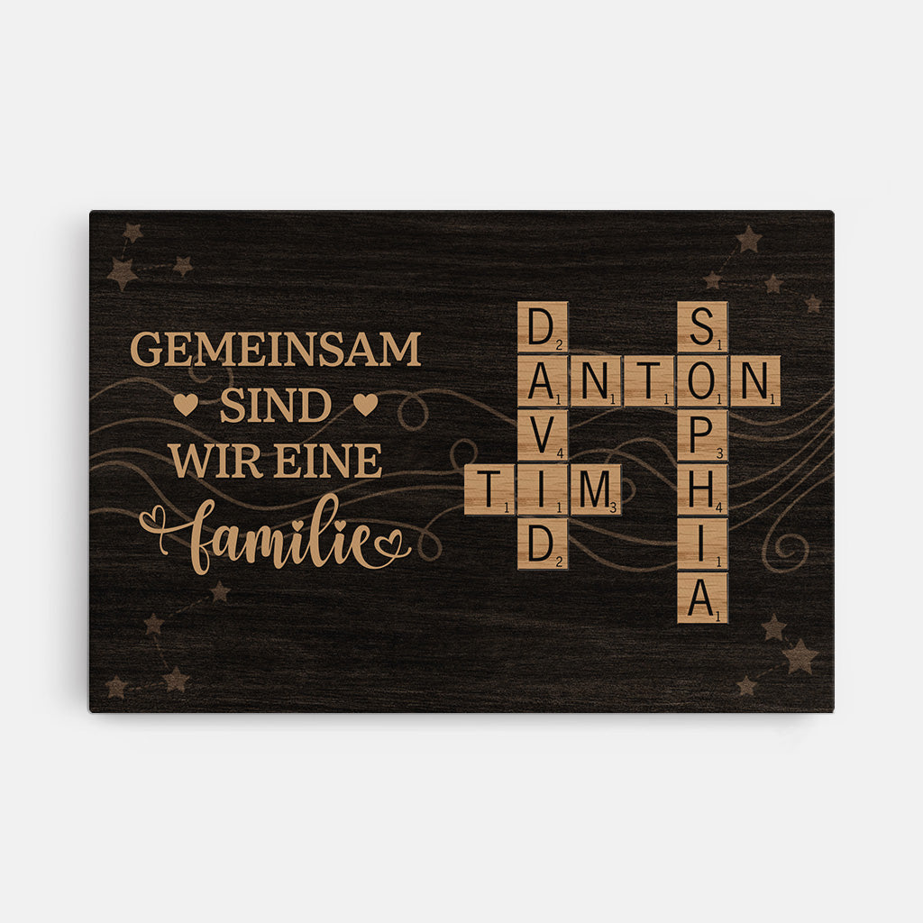 6685CGE1 gemeinsam sind wir eine familie personalisiert_e kreuzwortratsel leinwand 6685C8VMI