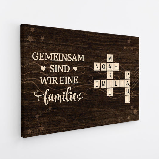 6685CGE2 gemeinsam sind wir eine familie personalisiert_e kreuzwortratsel leinwand 6685C8VMI
