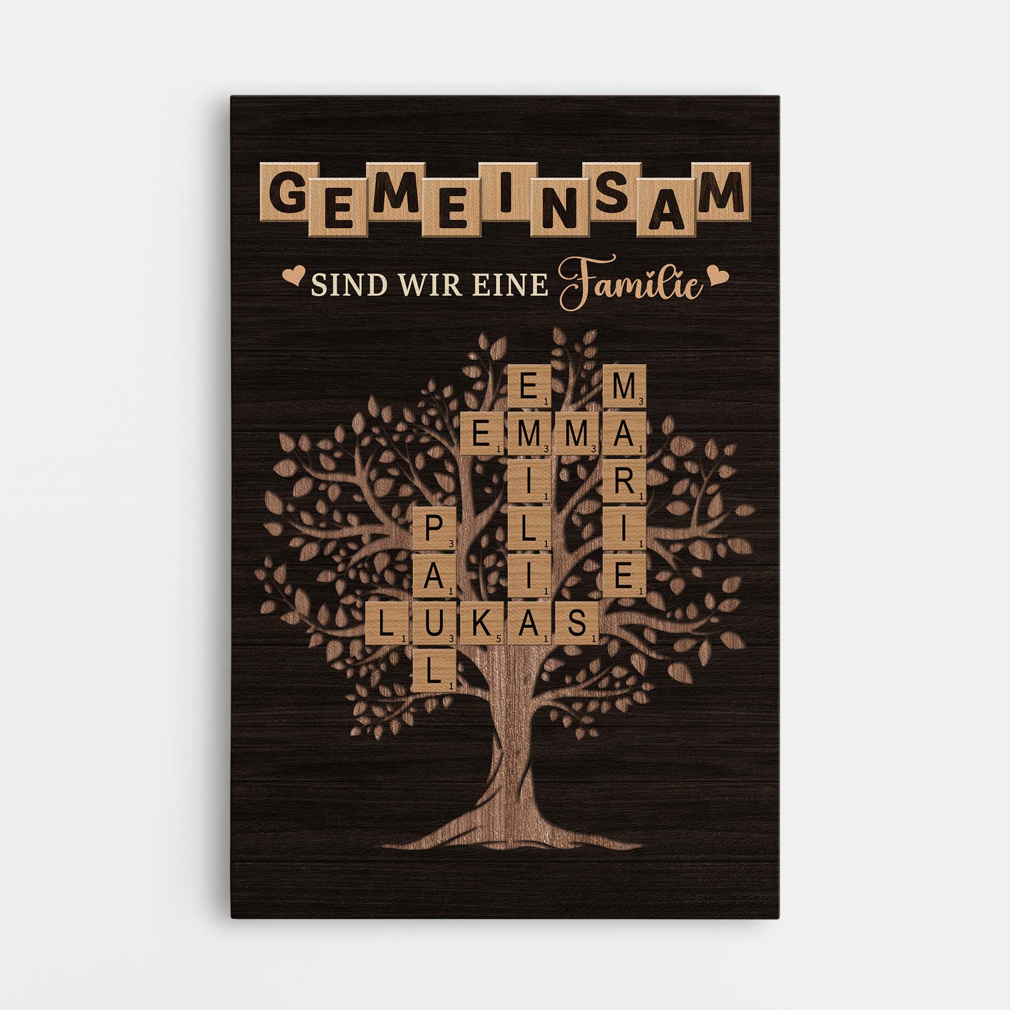 6691CGE1 gemeinsam sind wir eine familie leinwand familienstammbaum kreuzwortratsel personalisiert 6691C3VTI