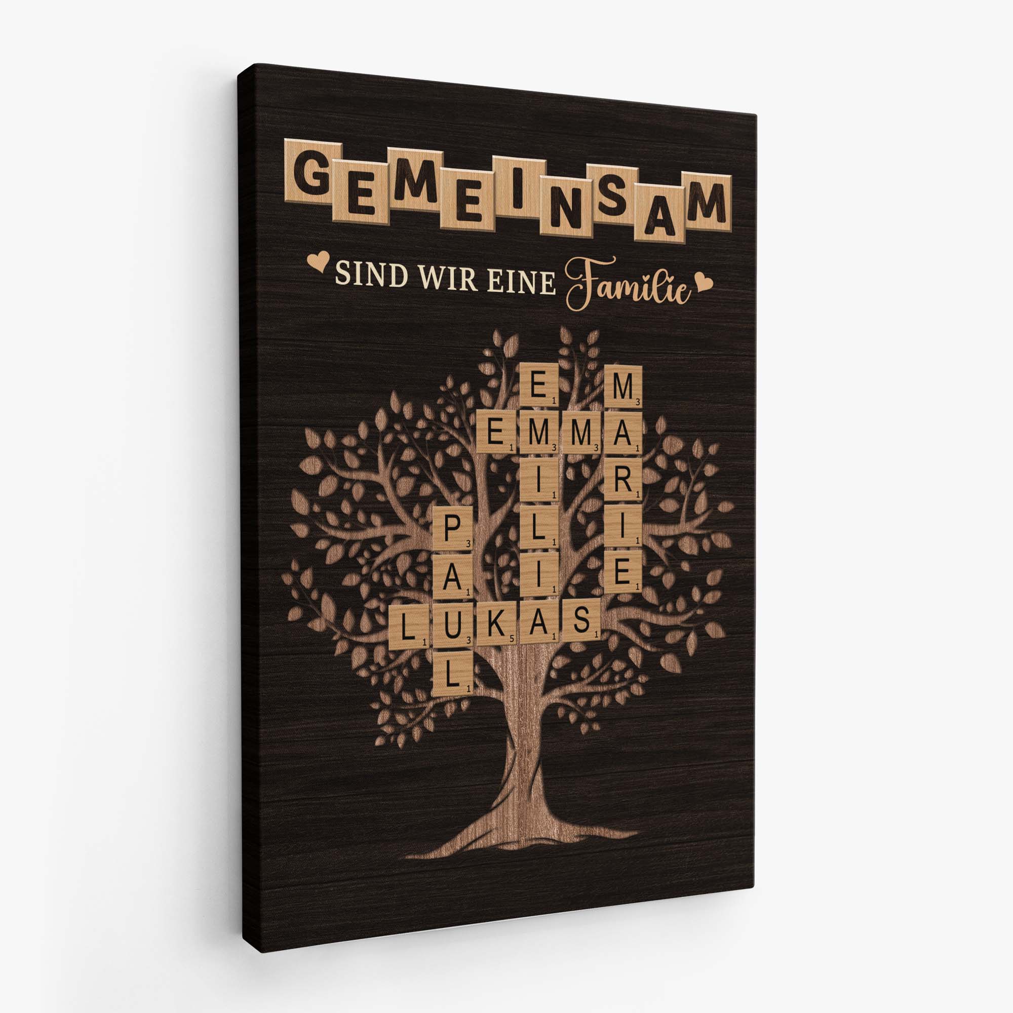 6691CGE2 gemeinsam sind wir eine familie leinwand familienstammbaum kreuzwortratsel personalisiert 6691C3VTI
