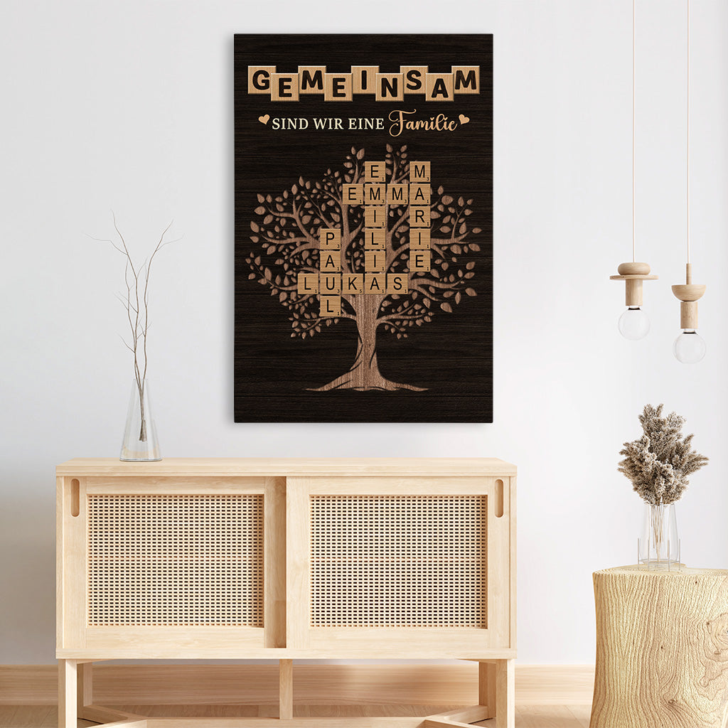 6691CGE3 gemeinsam sind wir eine familie leinwand familienstammbaum kreuzwortratsel personalisiert 6691C3VTI