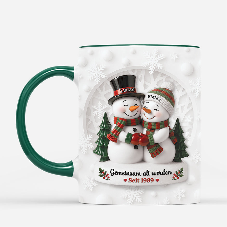 6697MGE2 3d druck effekt gemeinsam alt werden seit schneemann paar tassen personalisiert_ 6697MKTTG